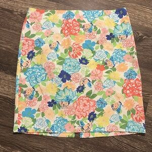 Floral quilted pencil skirt